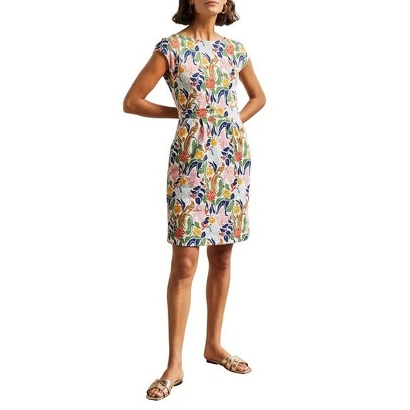 Boden Dresses & Skirts - Boden Florrie Jersey Dress 14L Ivory Bird Floral NWT Pockets Resort Chic
